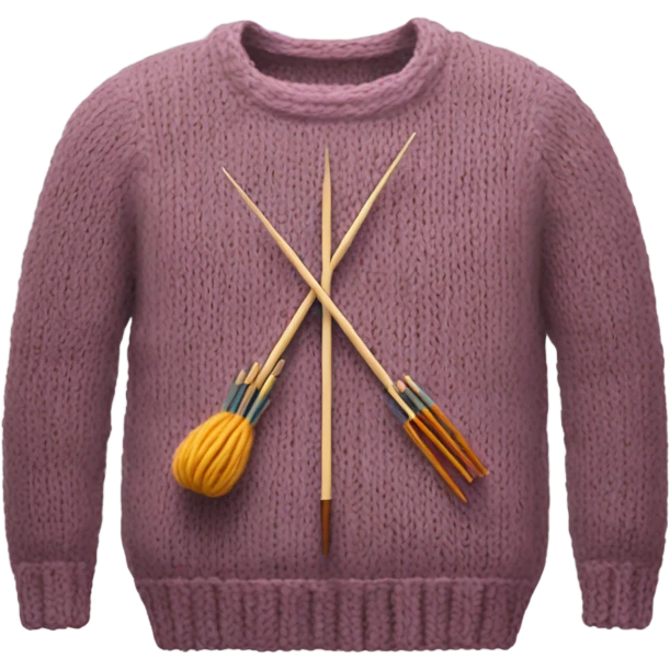 half knit sweater with knitting needles emoji