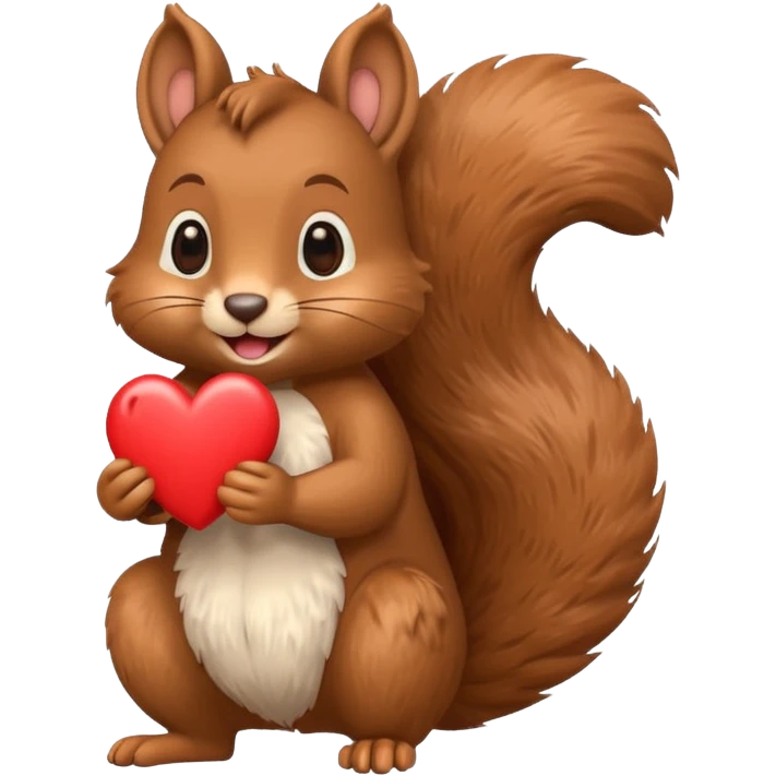 cheerful squirrel holding a heart, emoji style emoji