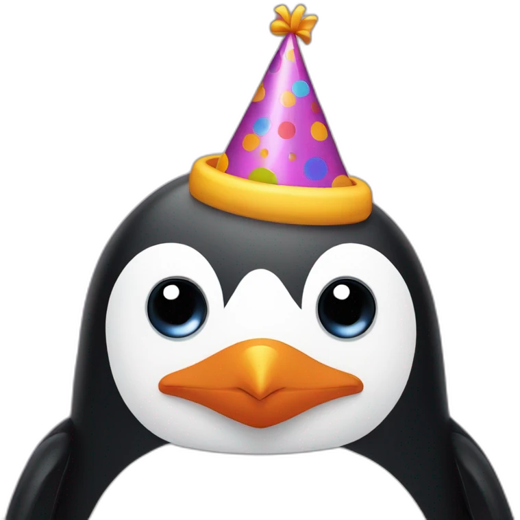 penguin with birthday hat emoji