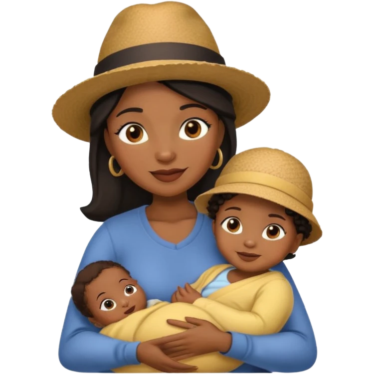black Mother with Hats with her baby emoji