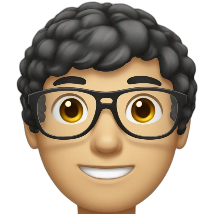 white young man with round glasses and black short hair emoji