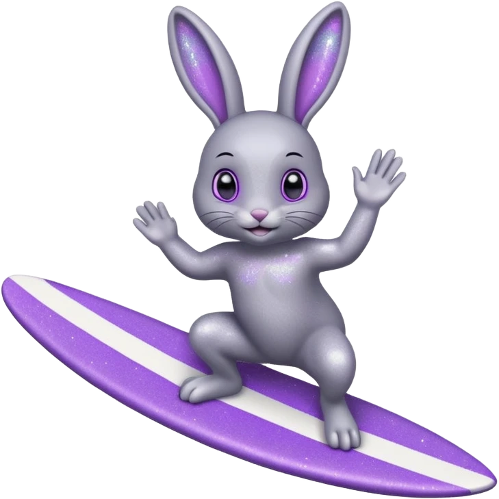 glitter gray bunny purple cian surf emoji