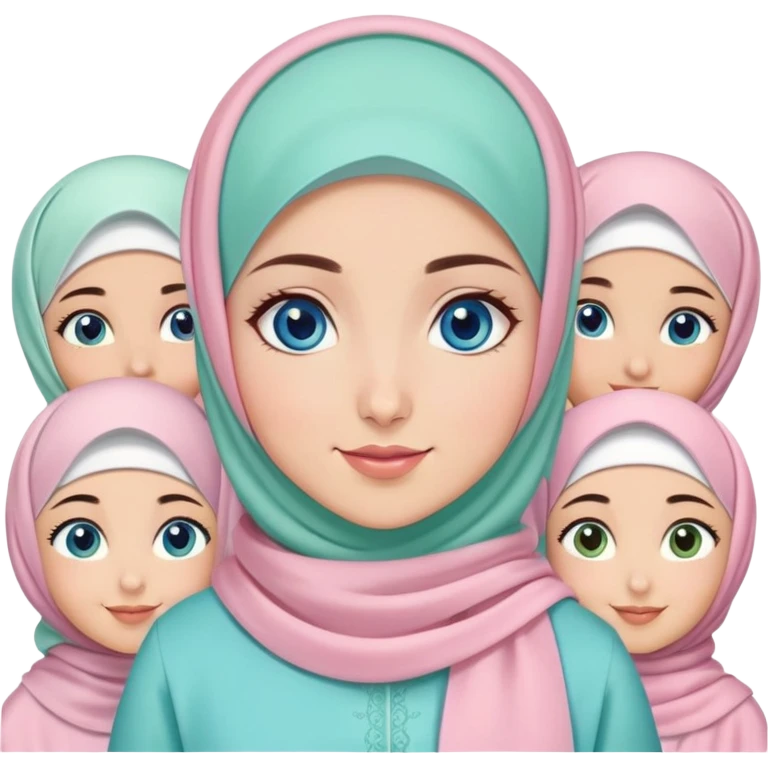 Turkish beautiful finish Konya girl blue eyes with sugar pink and mint hijab islamic dress and celebrating with her friends eid days   emoji