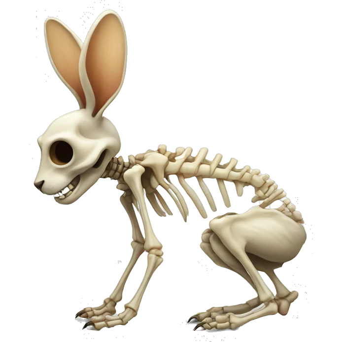 A full-length rabbit skeleton with crosses over its eyes emoji