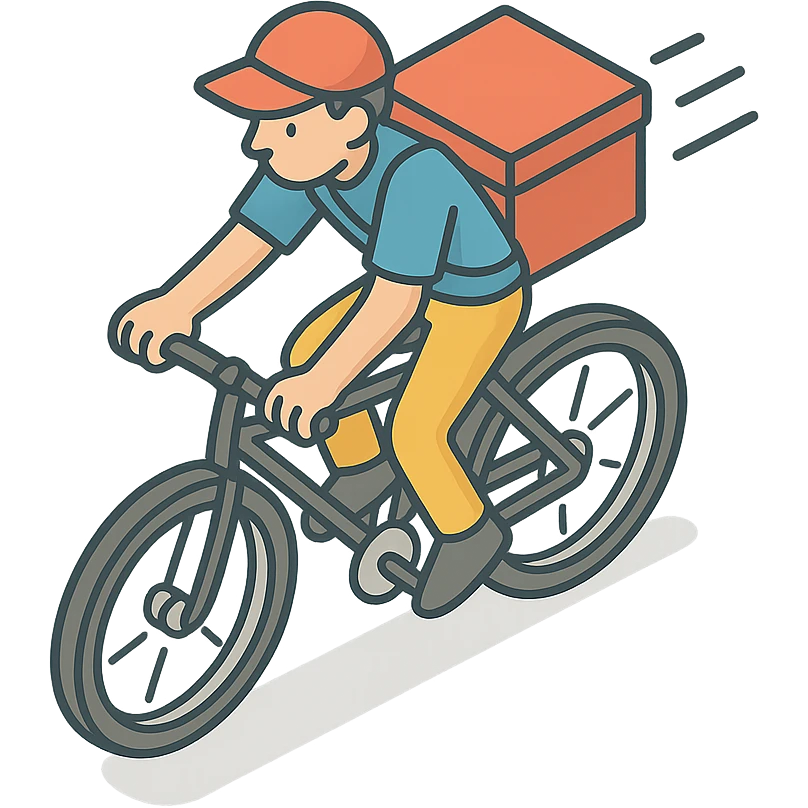 a delivery guy with pizza cycling very fast emoji