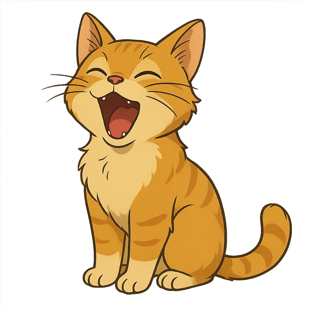 ghibli style cat doing a mewing pose emoji