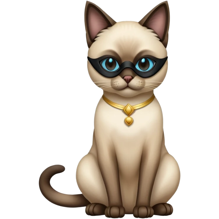 siamese cat full body sitting with a mask emoji
