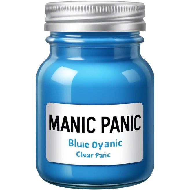 jar of blue hair dyed labeled manic panic emoji