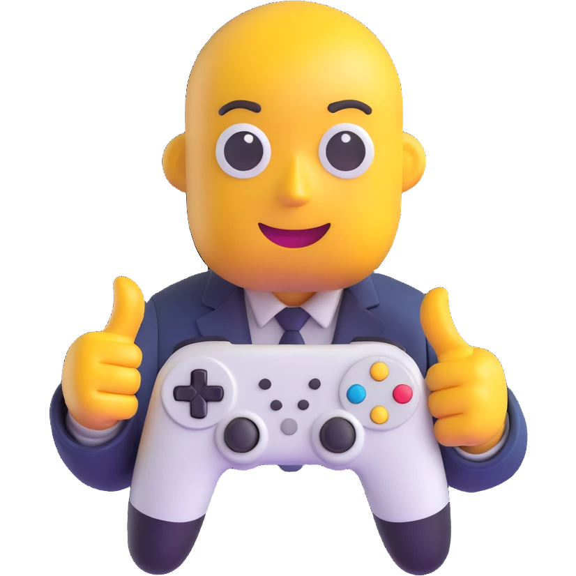 playful emoji of product owner named Peleg holding a game controller with 'Better' as a logo or badge, Israeli theme, cool approachable emoji