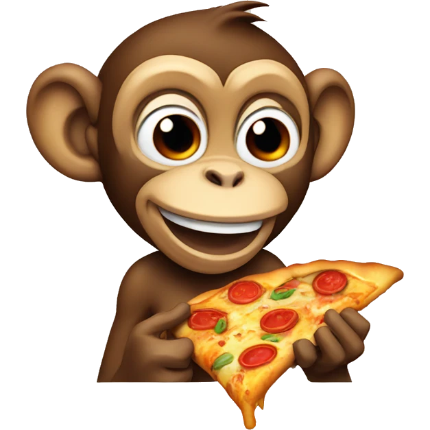 A monkey eating pizza emoji