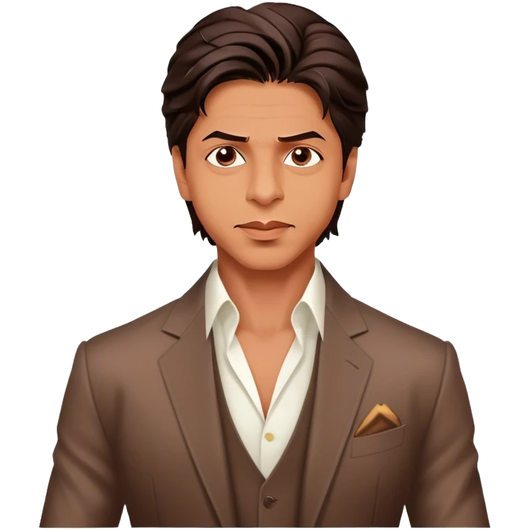 Cinematic Realistic portrait of Shah Rukh Khan, portrayed as a charismatic film star with expressive features and stylish contemporary attire, rendered in rich, dynamic lighting that captures his magnetic presence emoji