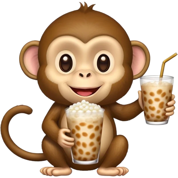 Monkey with tapioca drink emoji