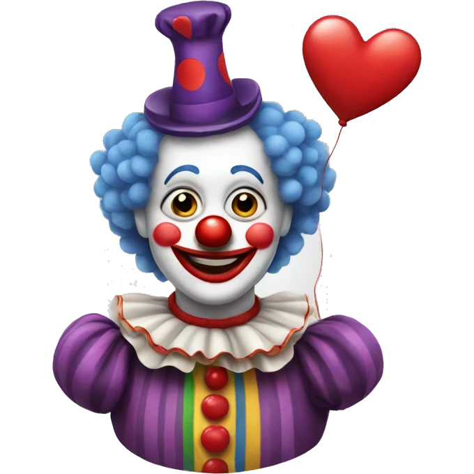 Clown holding a heart emoji