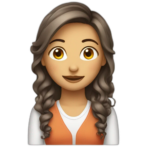 Fille avec des cheveux ondulés longs emoji