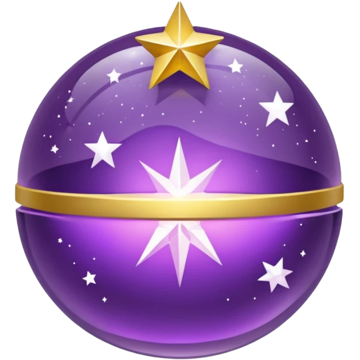 Bola de cristal roxa com estrela dourada brilhante dentro emoji