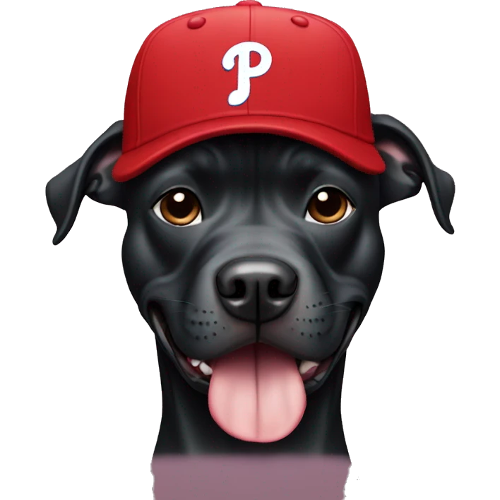 Black pitbull wearing a Phillies hat  emoji