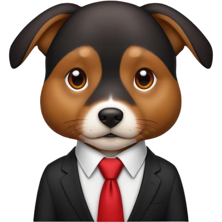 black brown dog with red tie,white shirt emoji