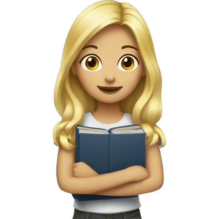 blonde girl with books emoji