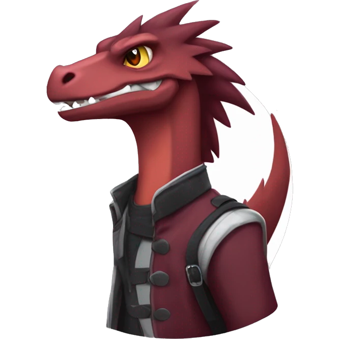 Cool edgy badass modern Maroon sergal-raptor-Charmeleon with darker mane emoji