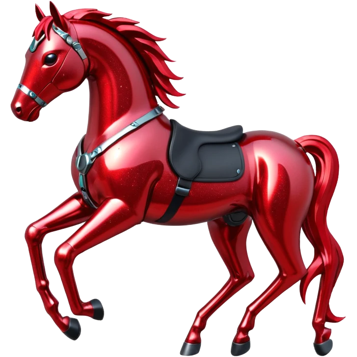 red glitter cyberpunk horse emoji