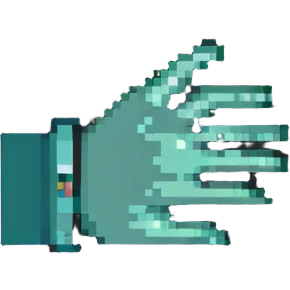 pixel art of hands showing the pasha technique, minimal and recognizable emoji