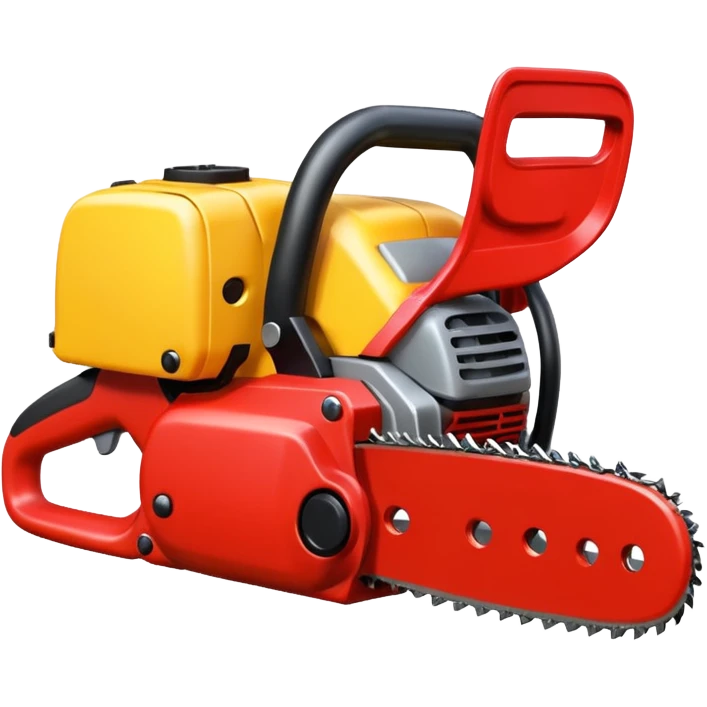 red and yellow Chainsaw, cartoon horror emoji, no background emoji