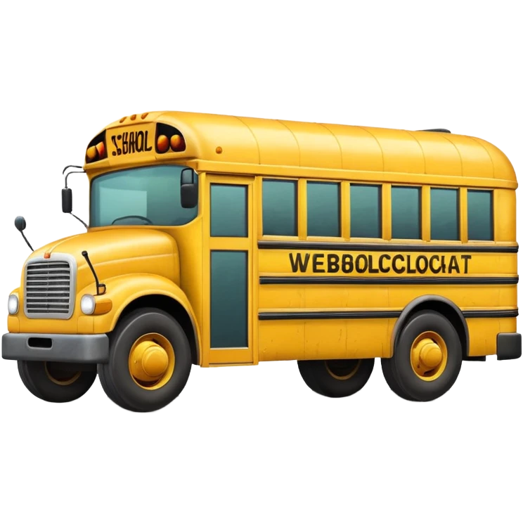 a school bus with bomboclat text in dianogal in front of it emoji