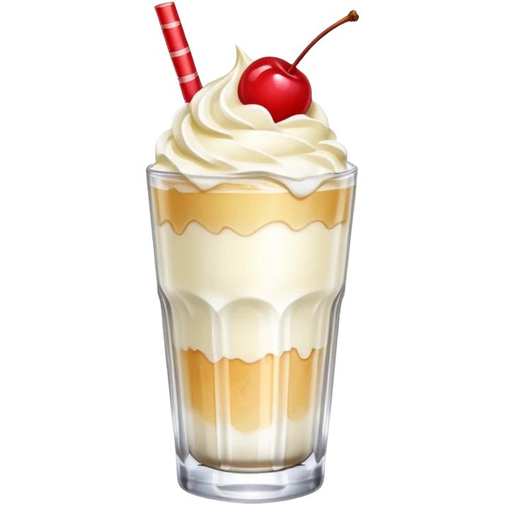 Japanese Cream soda clear glass with ice and vanila + cherry on top emoji