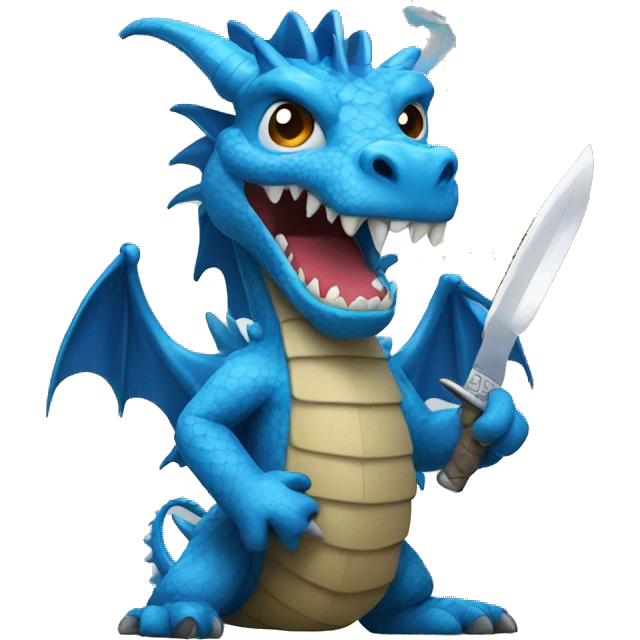 Blue dragon with knife emoji