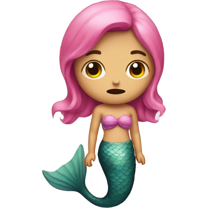 a sad mermaid with pink tail emoji