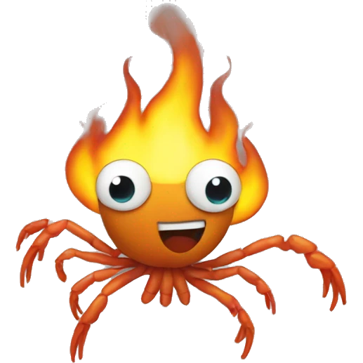 Burnt and dancing shrimp emoji