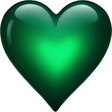 Dark green glass heart  emoji