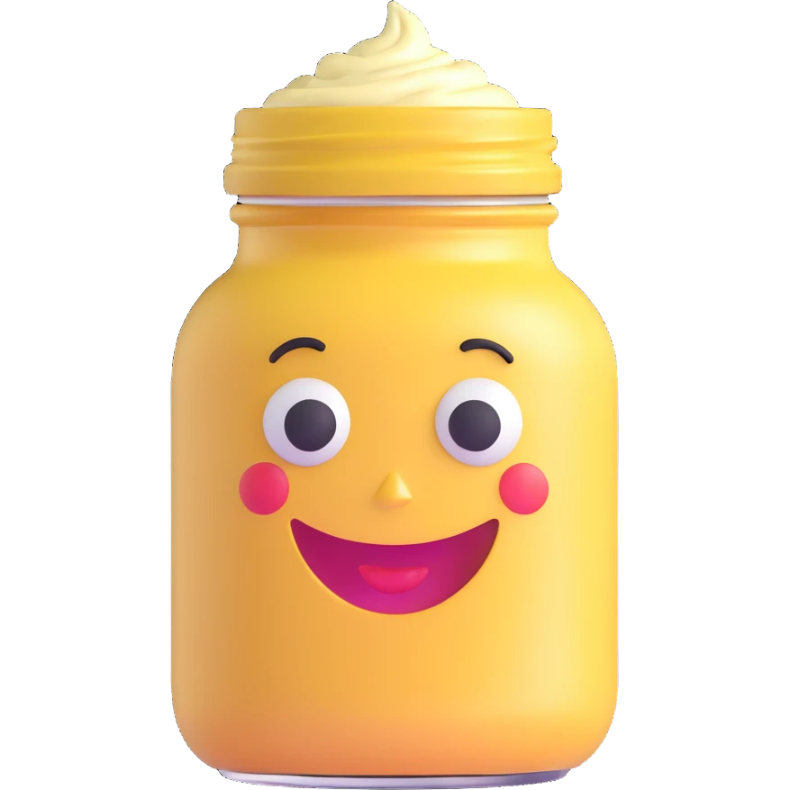 mayonnaise jar with a happy face emoji