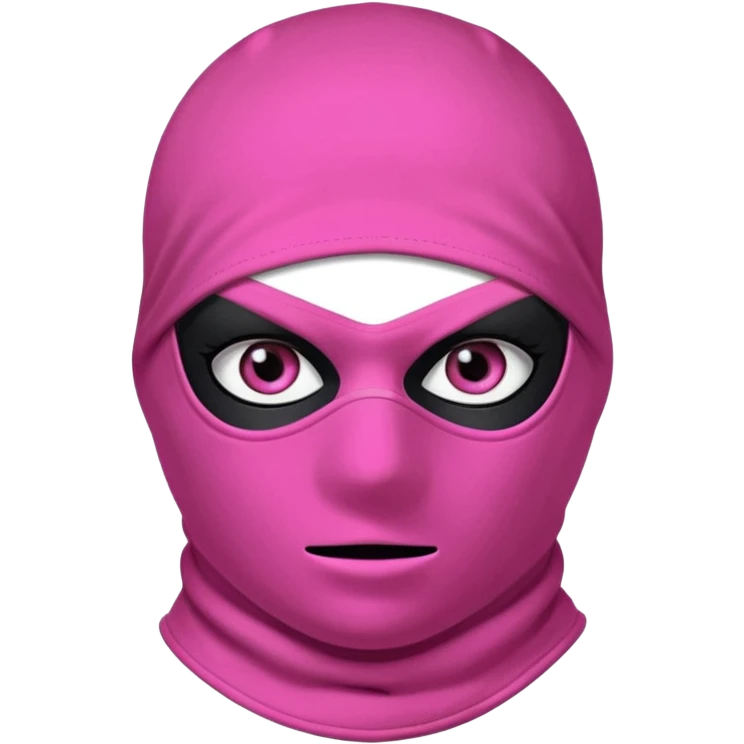 gangster style balaclava pink in colour with eyes showing through the eye holes of the balaclava with beautiful eyelashes on  emoji