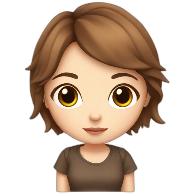 chibi cartoon girl with brown hair emoji