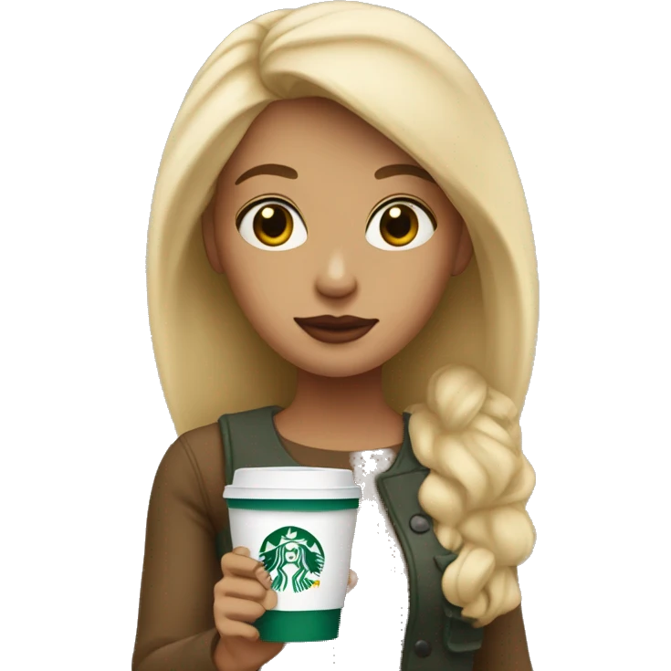 Blonde girl with starbucks cup in hand emoji