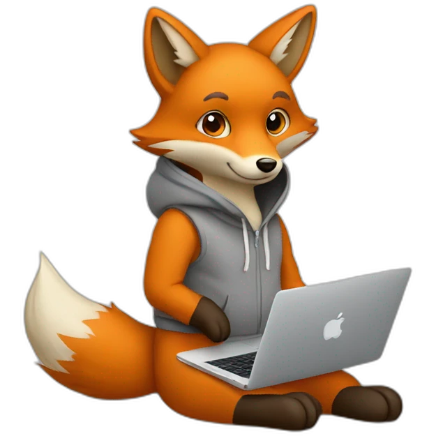 fox with hoodie and a macbook emoji