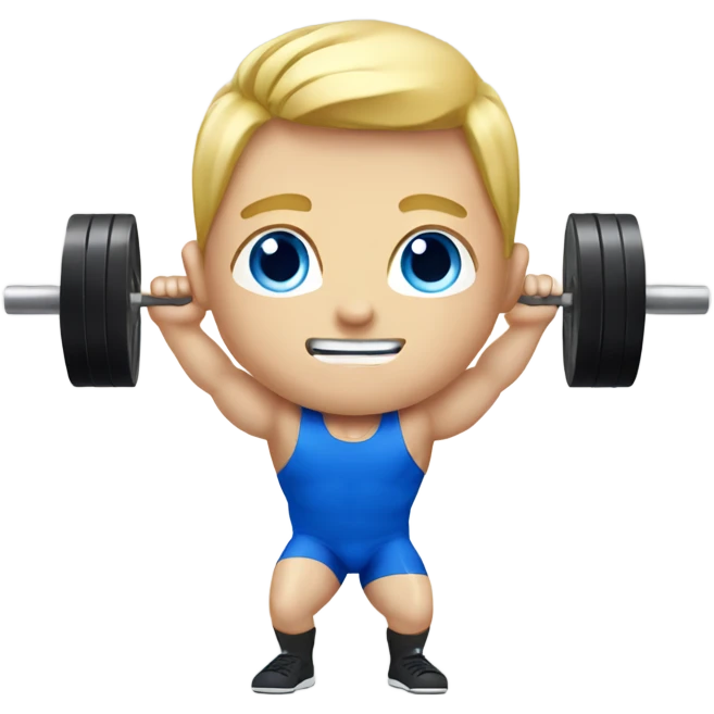 Blond blue eyes male Weightlifter emoji