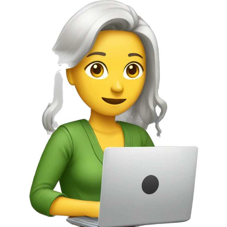 mujer en una pc emoji
