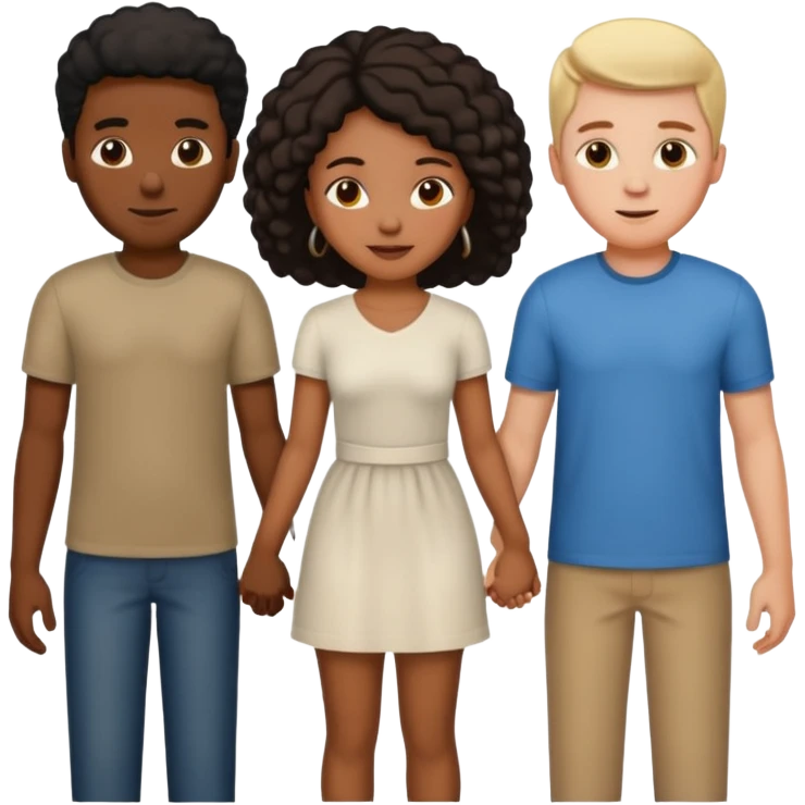 one black man, one black woman, one white man holding hands emoji