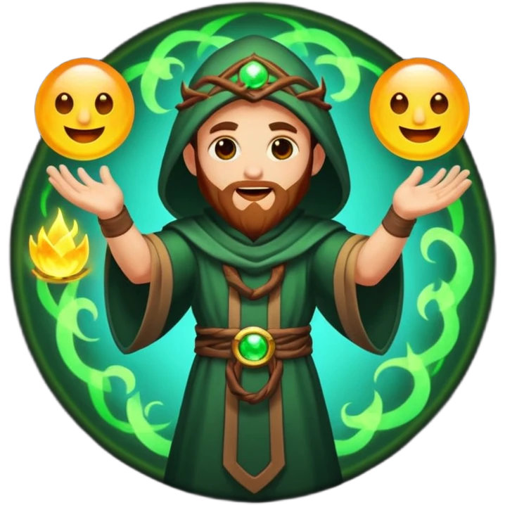 druid character summoning glow circle excited emoji