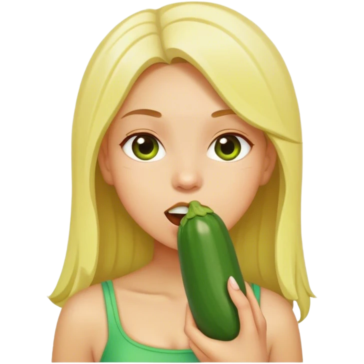 una ragazza con una zucchina in bocca  emoji