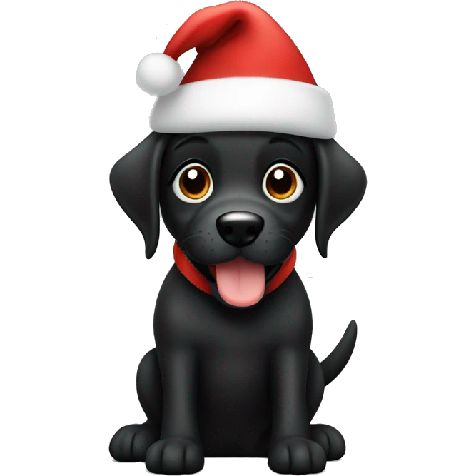 black dog puppy with thumbs up and a santa hat emoji