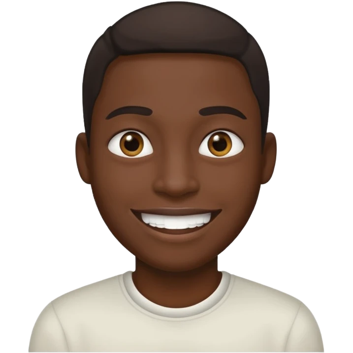 Black head with white smile and eyes emoji