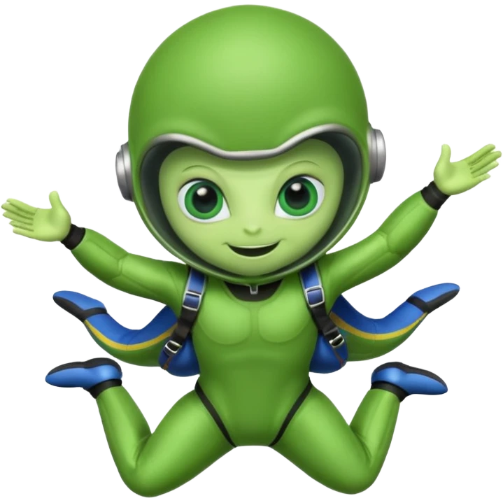 Skydiving alien with parachute emoji
