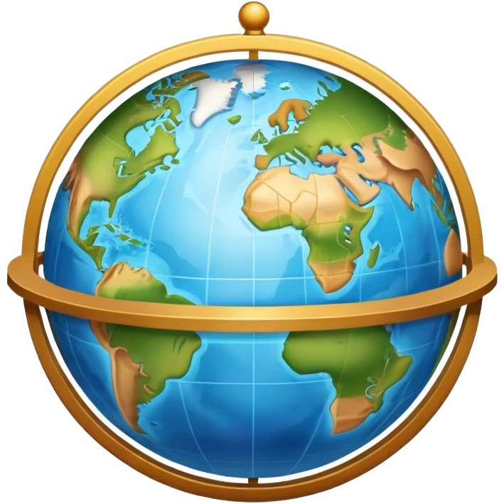 An icon featuring a globe, a compass, and a map, symbolizing geography. The design includes mountain ranges, rivers, and continents, representing the study of Earth’s landscapes and environments. Transparent background highlights the exploration and understanding of the world’s geography. emoji