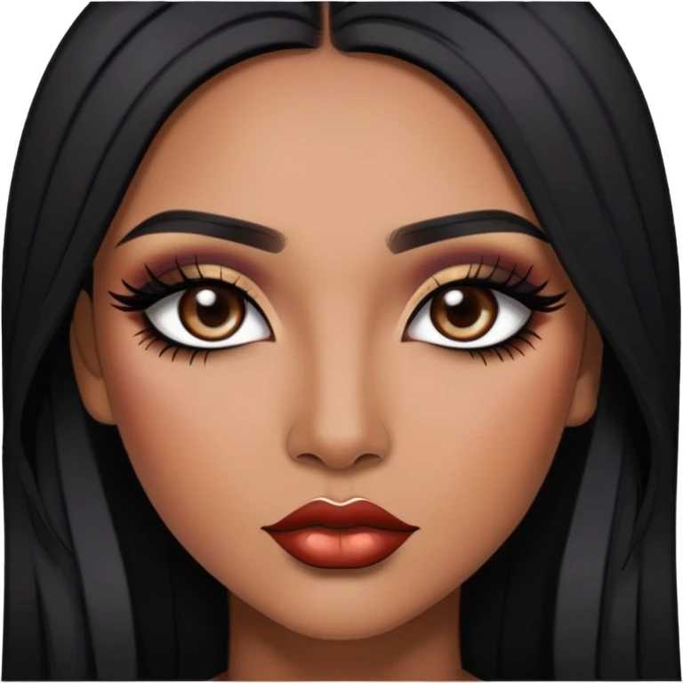 indian girl, brown skin, long black hair, underneath colored hair, baddie,pretty, makeup, lipliner, black eyeliner, emoji