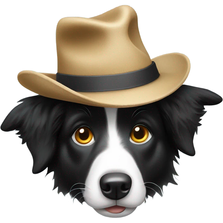 Border collie with a hat emoji