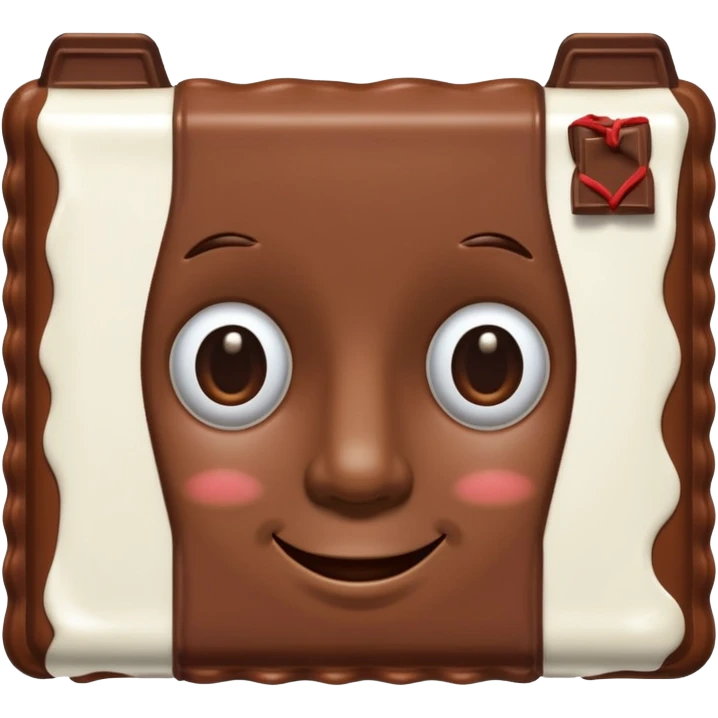 A chocolate with a tie and facial features emoji