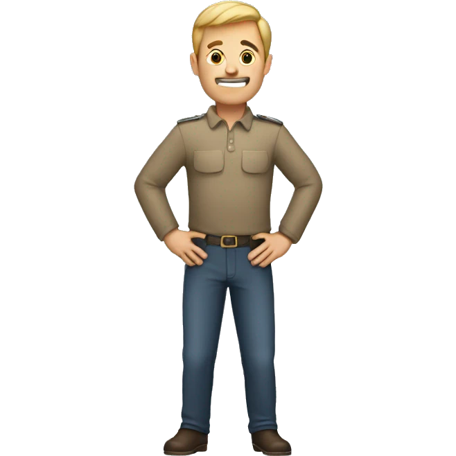 A man protecting his back with his hands emoji
